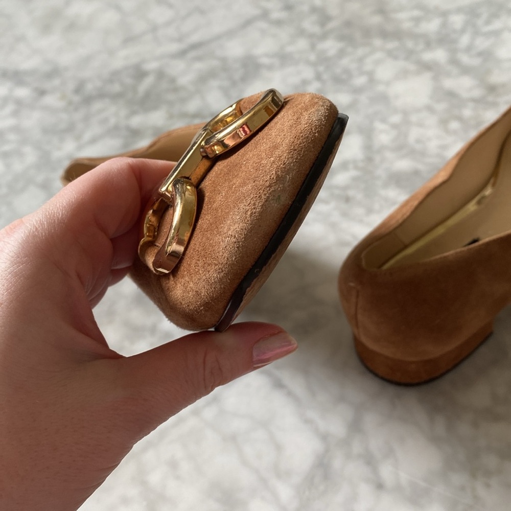 Nine West Women's Brown Suede Loafer/ Ballet Flat with Gold Accent Size 8 - Picture 14 of 16
